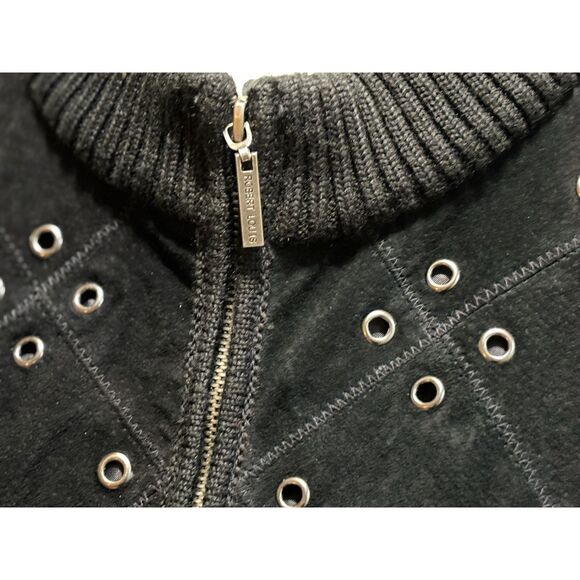 Vt6 Blk Suede/Knit Jacket Size 2X by Robert Louis Retro 80's/90's Vibes - Picture 2 of 6